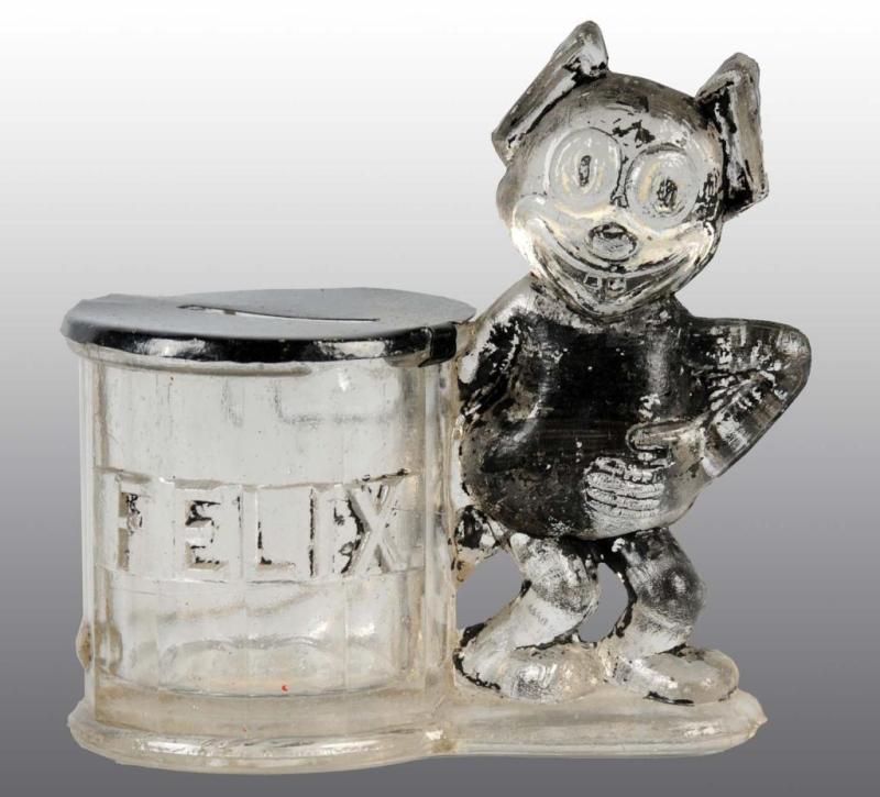 Appraisal: Glass Felix the Cat Candy Container Still Bank Description Copyright