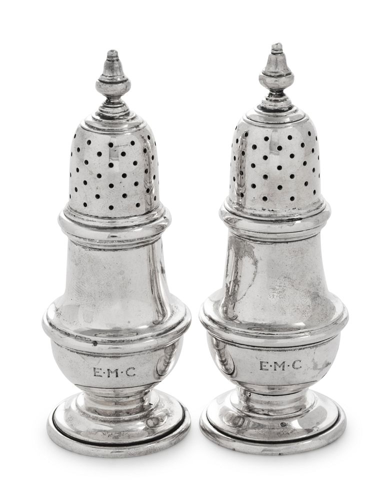 Appraisal: A Pair of Tiffany Co English Silver Casters A Pair