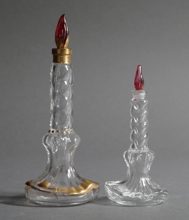 Appraisal: Two Baccarat Schiaparelli crystal perfume bottles flacon shaped like candle