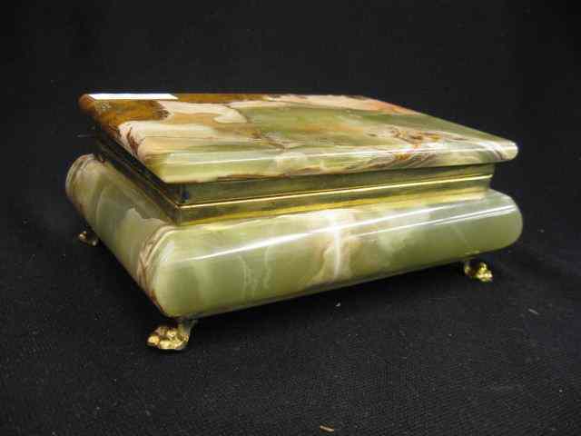 Appraisal: Onyx Dresser Box brass feet trim '' x ''