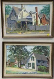 Appraisal: Five Ruth Stone framed oil on canvas paintings of houses