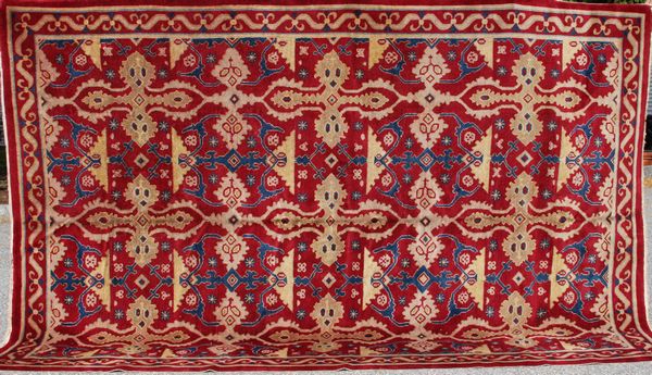 Appraisal: Antique Chinese red field rug ' x ' Good condition