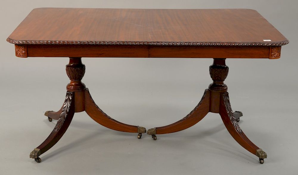 Appraisal: Fineberg mahogany dining table rectangular in form with rope edge