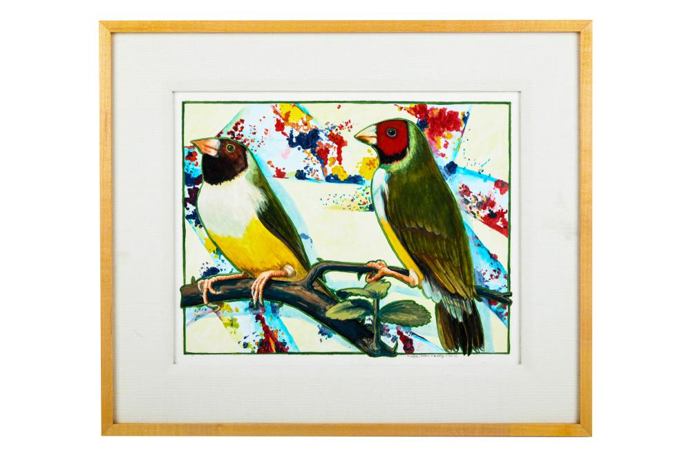 Appraisal: RALPH MASSEY WHITE-BREASTED GOULDIAN FINCHES full title White-Breasted Gouldian Finches