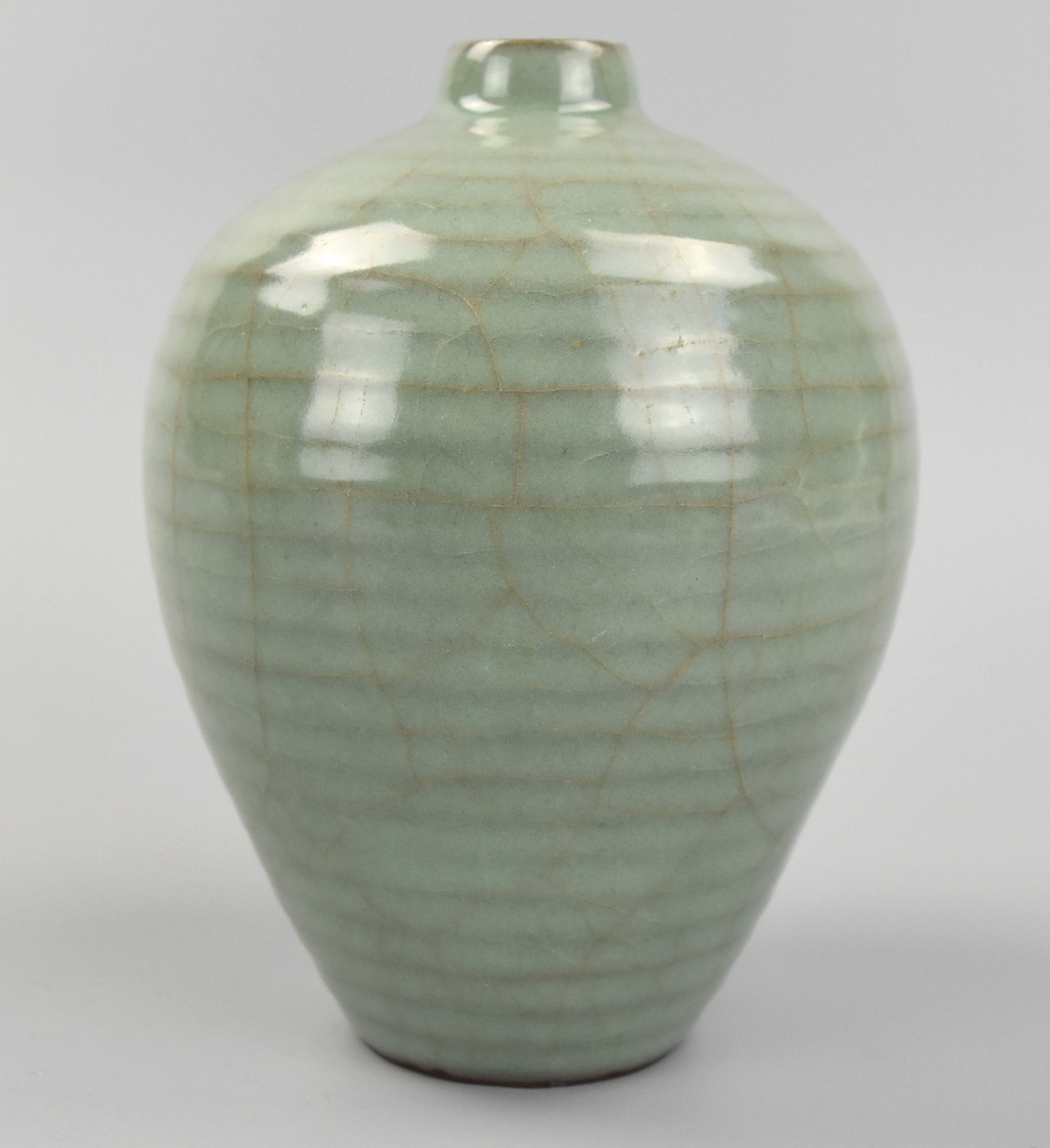 Appraisal: CHINESE SONG STYLE LONGQUAN CELADON MEI VASE A thin necked