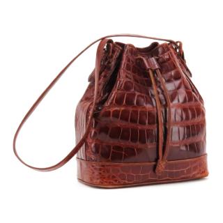 Appraisal: Lana Marks Russet Crocodile Drawstring Bucket Bag Suede Interior with