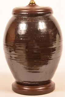 Appraisal: Manganese Glazed Redware Storage Crock th Century Manganese Glazed Redware