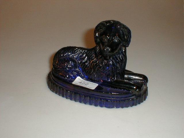 Appraisal: A rare Davidson cobalt blue pressed glass lying dog chips