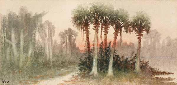 Appraisal: Southern School th c Palm Tree Florida Swamp watercolor signed