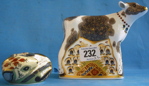 Appraisal: Royal Crown Derby Paperweights Bluebell Calf and Country Mouse boxed