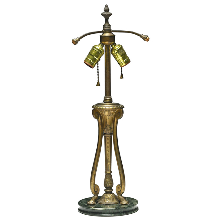 Appraisal: Pairpoint lamp base bronzed metal with a green marble base