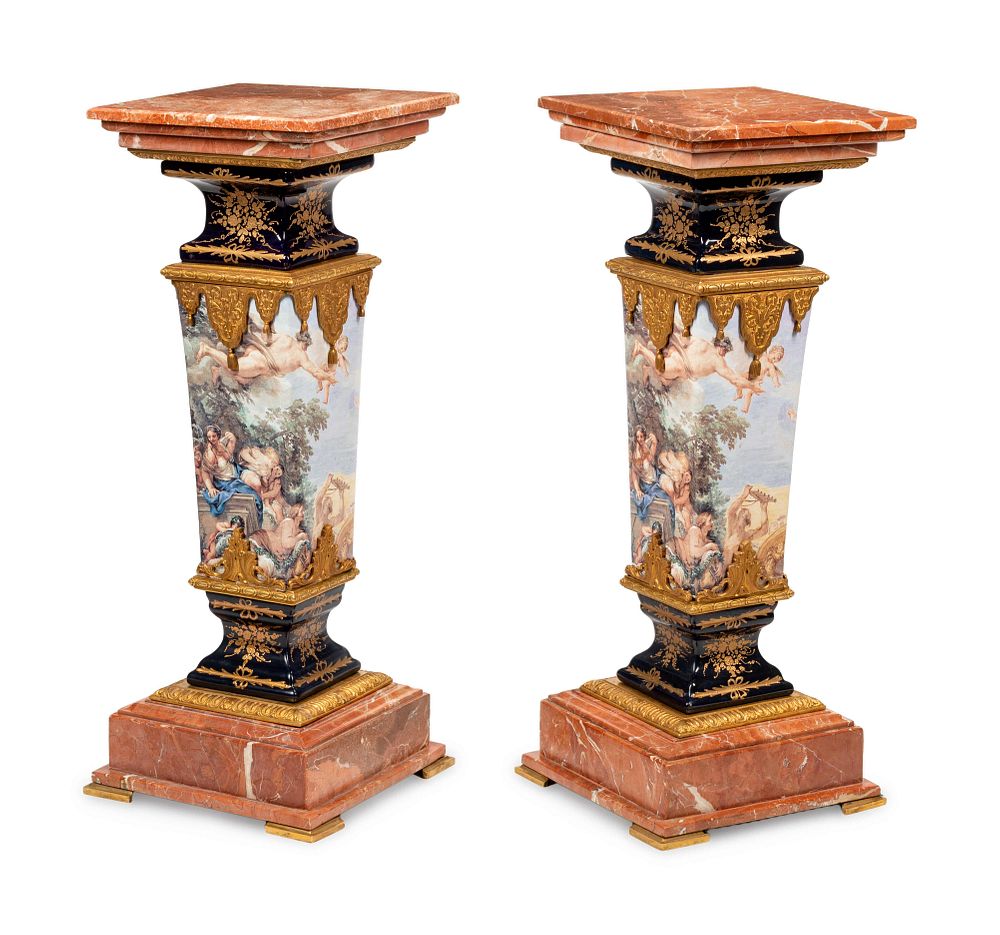 Appraisal: A Pair of Sevres Style Gilt Bronze Mounted Marble and