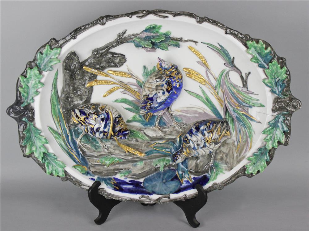 Appraisal: LARGE CONTINENTAL TROMPE L'OEIL DISH the center molded with three