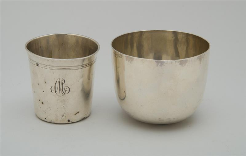 Appraisal: ENGLISH SILVER TUMBLER AND A CONTINENTAL SILVER CUP Each with