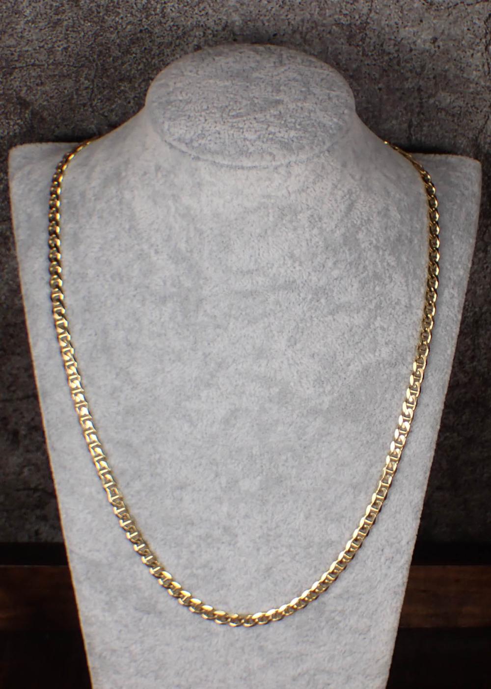 Appraisal: FOURTEEN KARAT GOLD MARINER LINK CHAIN The yellow gold chain