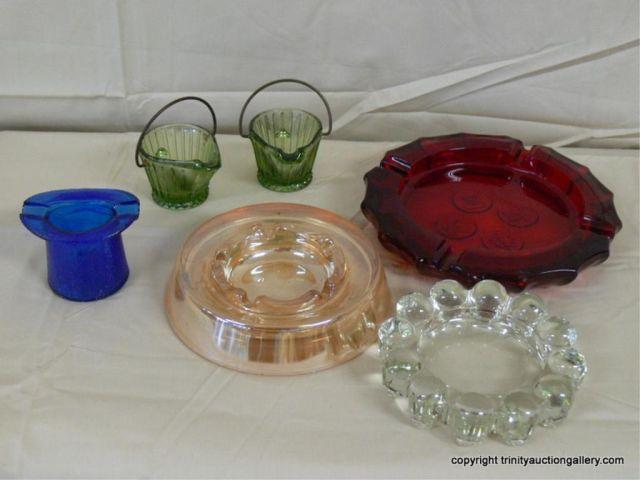 Appraisal: Vintage Glass Ashtray Collection Lot - includes ruby coin dot