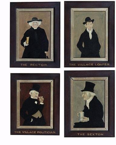 Appraisal: TH CENTURY SCHOOLA set of four humorous depictions of village