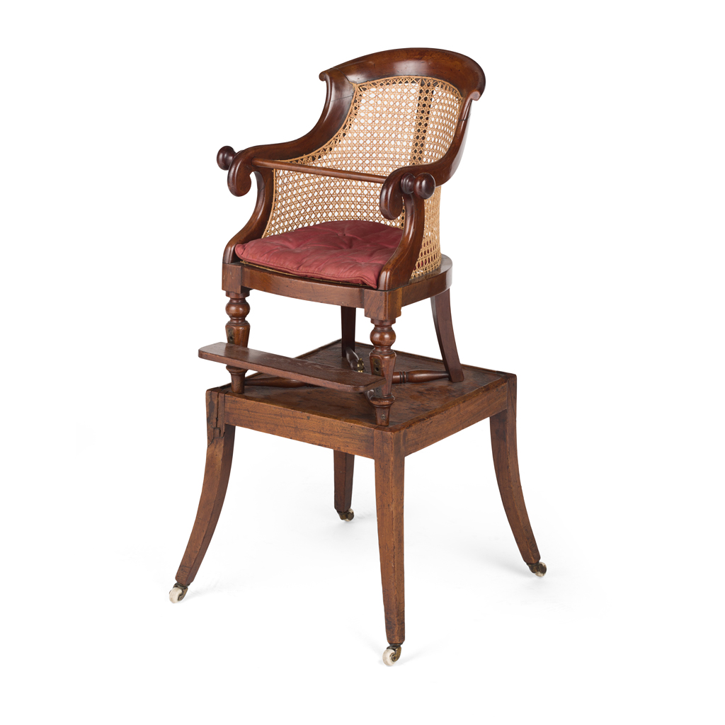 Appraisal: WILLIAM IV MAHOGANY CHILD'S HIGH CHAIR EARLY TH CENTURY the