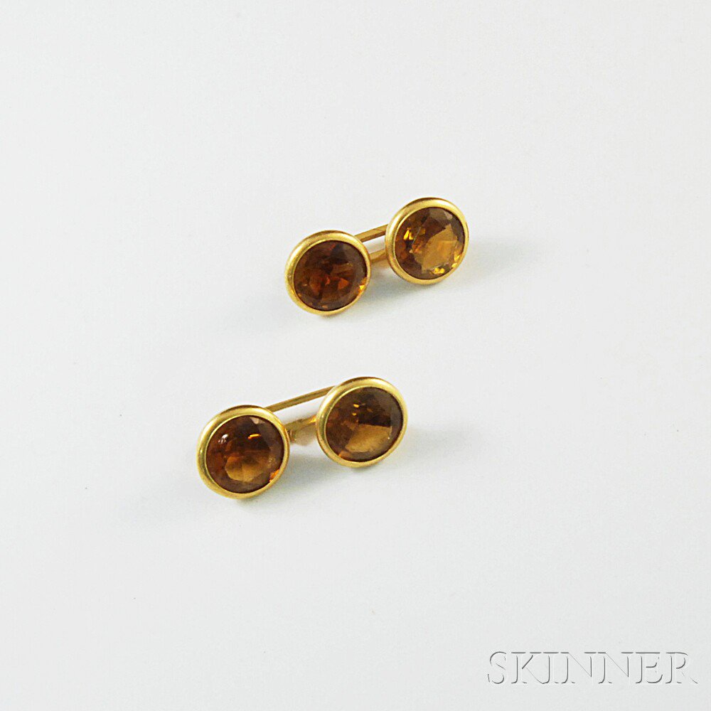 Appraisal: kt Gold and Citrine Cuff Links total dwt Estimate -