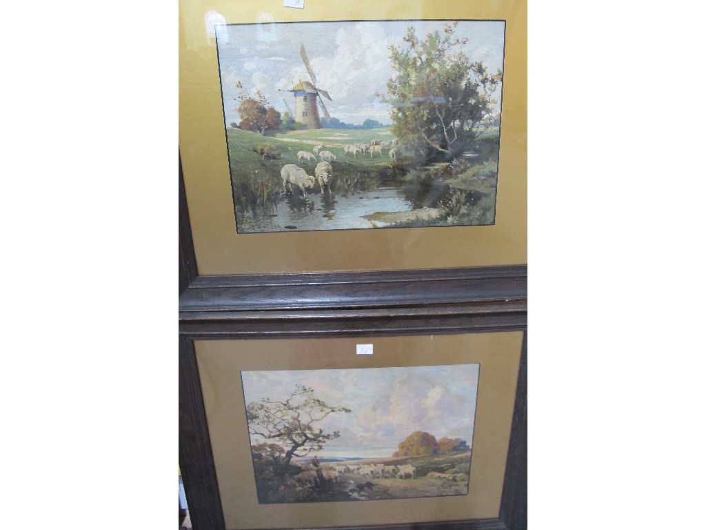 Appraisal: J R MILLER Pair of oil on board landscapes with