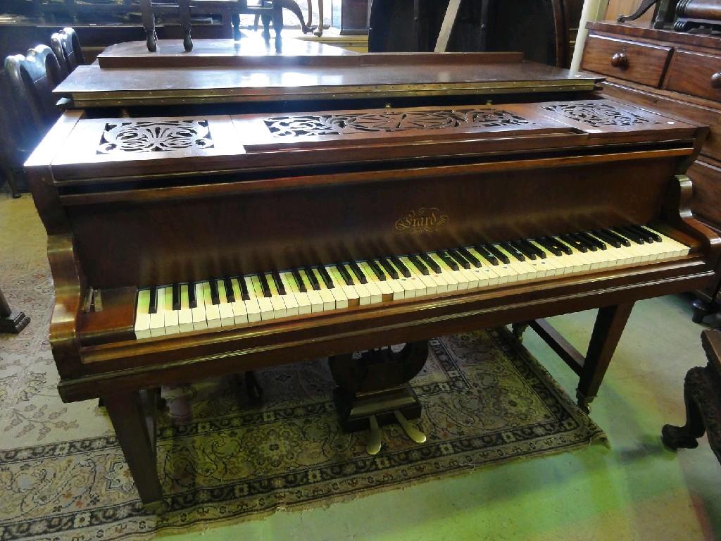 Appraisal: A rose wood framed Boudoir grand piano on square tapered