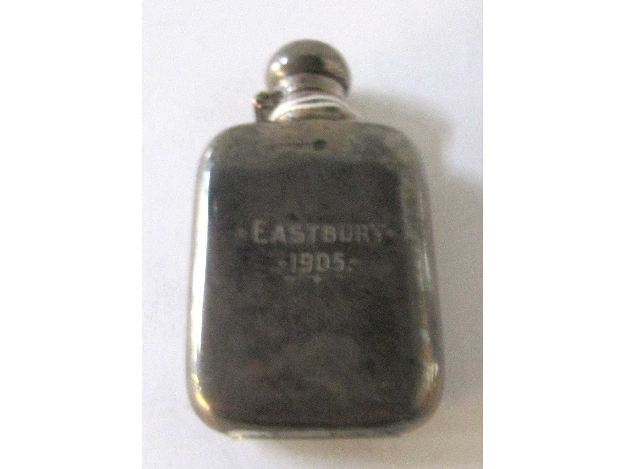 Appraisal: A silver hip flask engraved Eastbury Sheffield