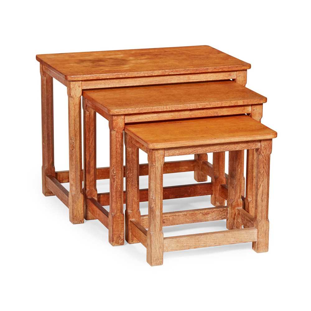 Appraisal: ROBERT 'MOUSEMAN' THOMPSON - NEST OF TABLES CIRCA oak each