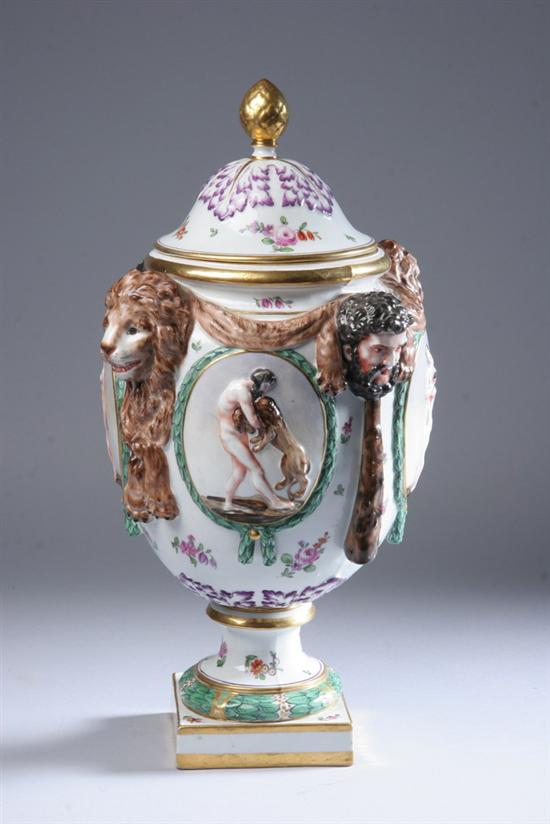 Appraisal: CAPO DI MONTE PORCELAIN URN AND COVER early th century