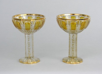 Appraisal: A Pair of Bohemian Glass Table Decorations Semi-sphere shaped bowls