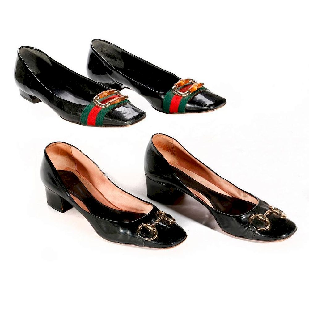 Appraisal: Gucci Shoes Two pairs of Gucci patent leather shoes one