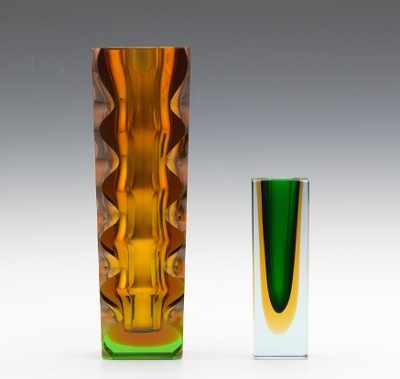 Appraisal: Two Modern Italian Glass Vases Including a heavy clear glass