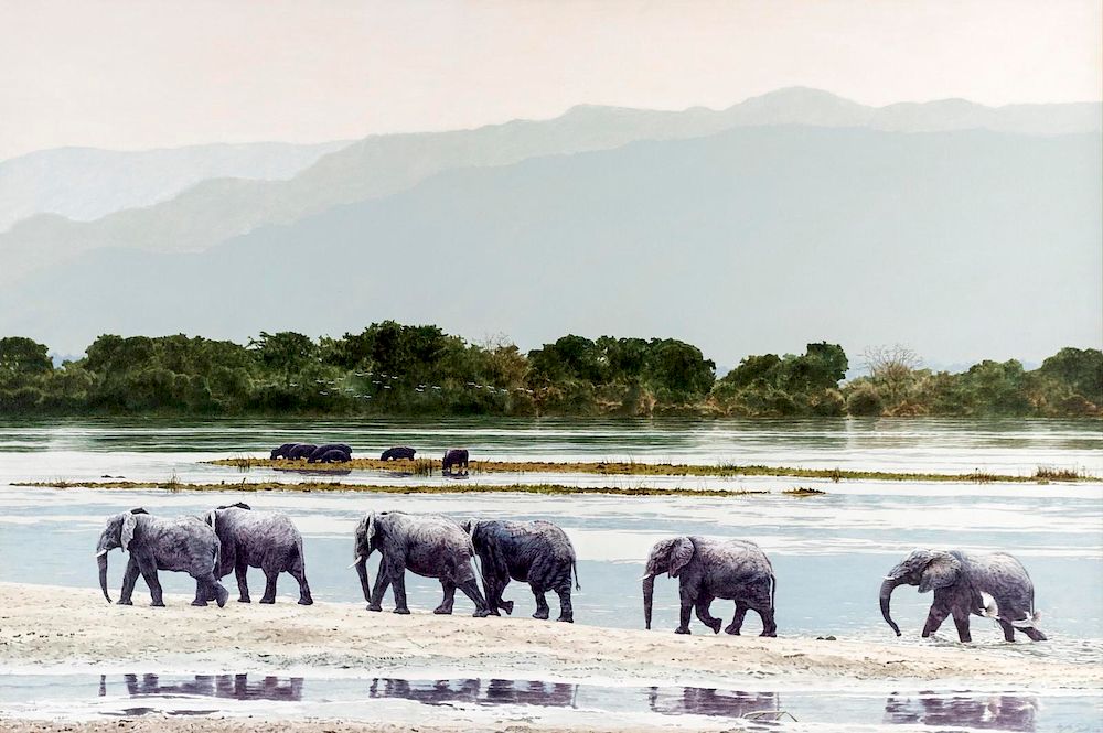 Appraisal: Garth Swift African b Shore Patrol Elephants Garth Swift African