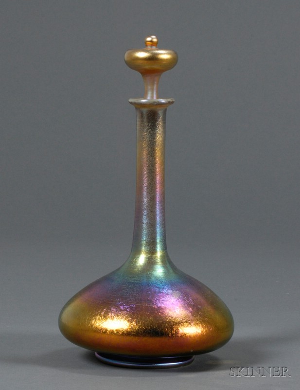 Appraisal: Tiffany Gold Favrile Decanter Glass New York early th century