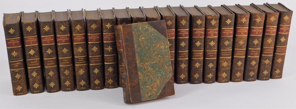 Appraisal: Percy Anecdotes Volume Antiquarian Book Set England Circa Brown leather