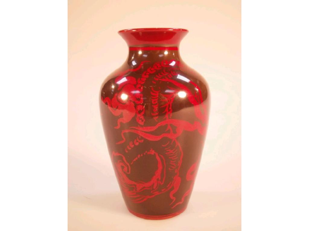 Appraisal: A Bernard Moore ovoid dragon vase with red dragon and