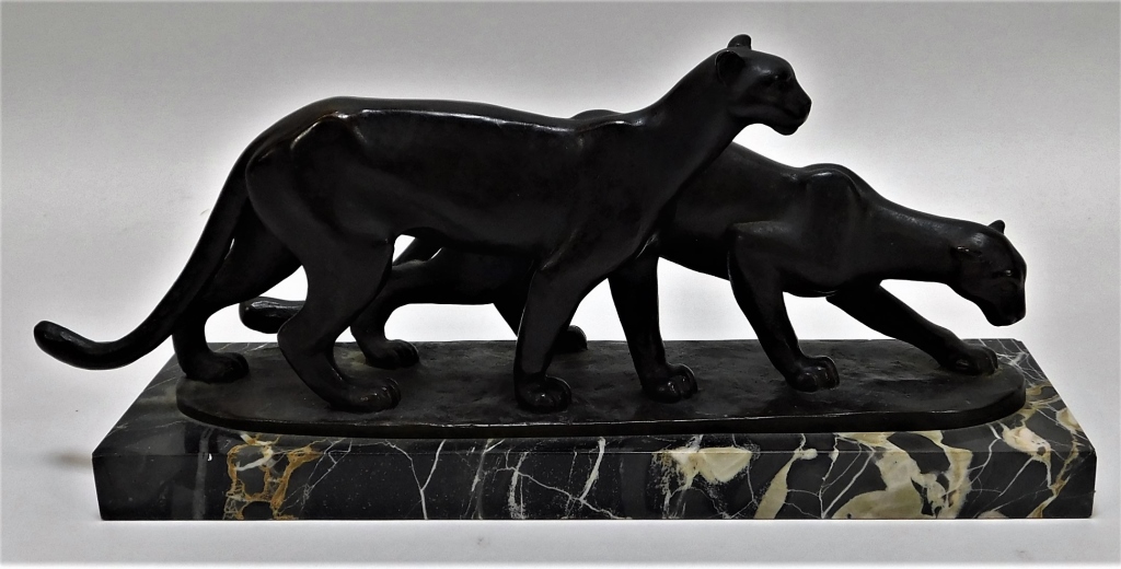 Appraisal: FRANCES KENT LAMONT BRONZE LEOPARDS SCULPTURE New York - Naturalistic