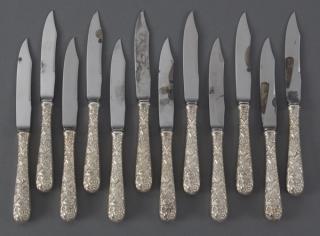 Appraisal: S Kirk Son sterling Repousse fruit knives S Kirk Son