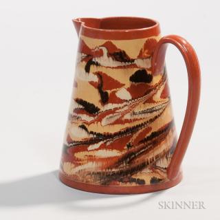 Appraisal: Red Earthenware Jug c with inwardly sloping sides marbled and