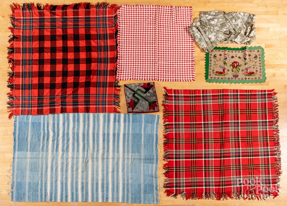 Appraisal: Miscellaneous fabric including blankets Miscellaneous fabric including blankets and silk