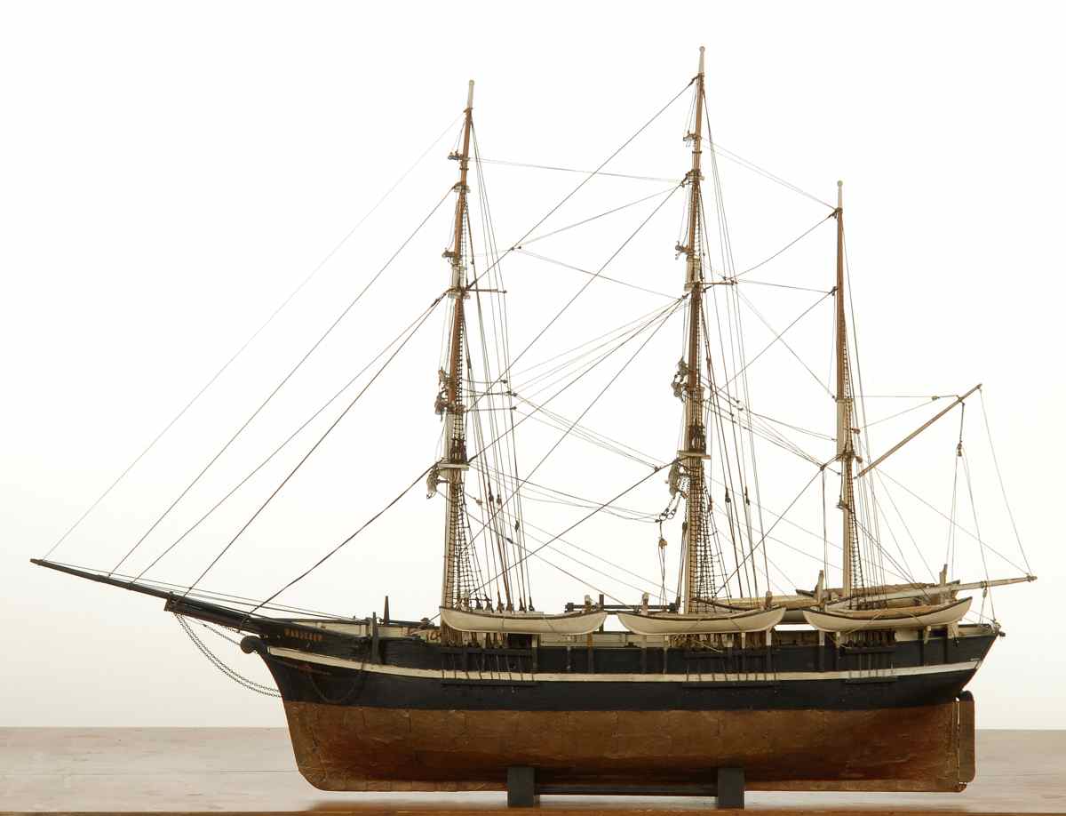 Appraisal: MODEL OF THE WHALE SHIP WANDERERWith lifeboats anchor chain boom