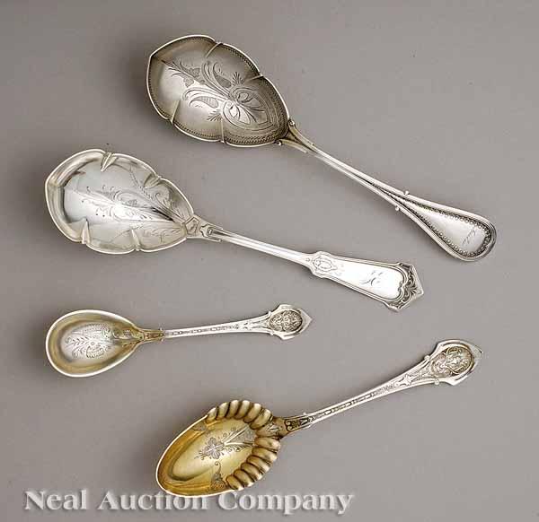 Appraisal: Four Wood and Hughes Sterling Silver Serving Spoons including two