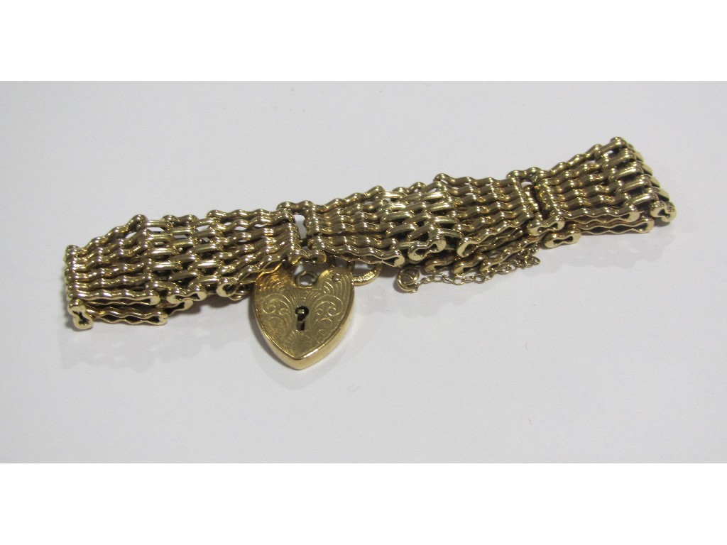 Appraisal: Nine carat gold gate bracelet