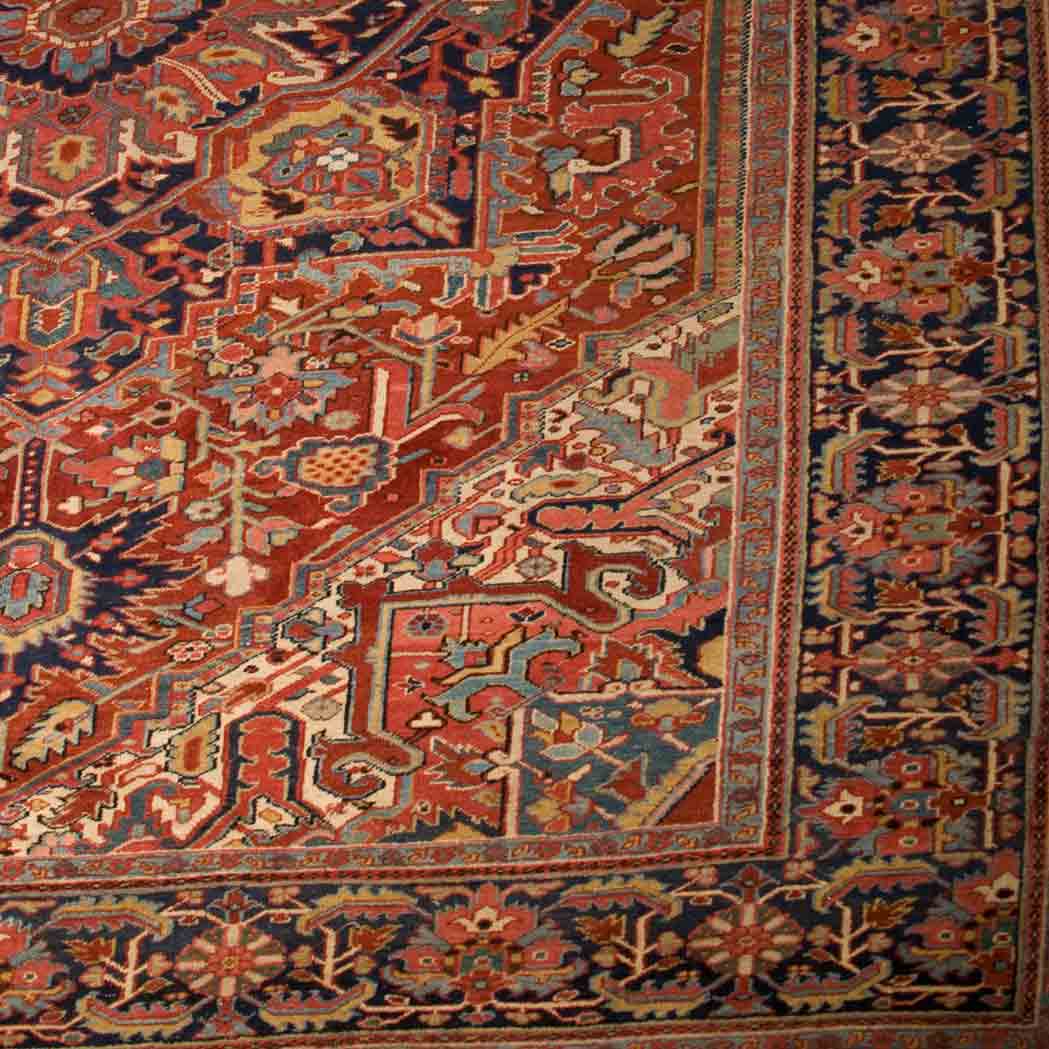 Appraisal: Heriz Carpet Northwest Persia circa The central polychrome geometric medallion