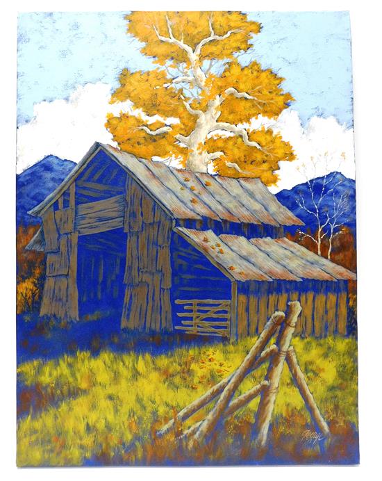 Appraisal: George Crawford American st C The Old Barn unframed acrylic