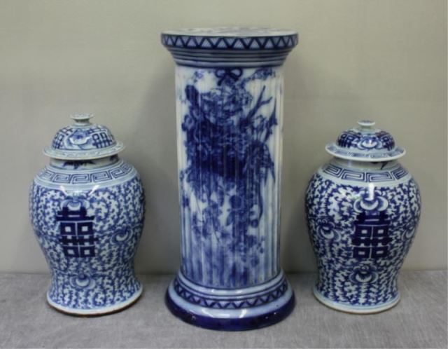 Appraisal: Miscellaneous Porcelain Lot Includes a pair of blue and white