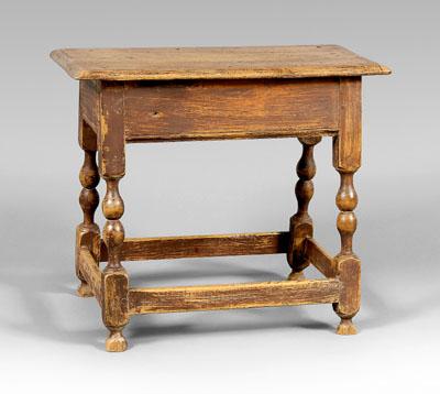 Appraisal: New England Willliam and Mary joint stool pine and maple