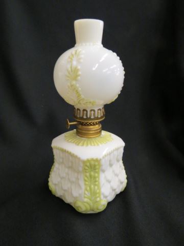 Appraisal: Miniature Oil Lamp opaque with raised design original globe P