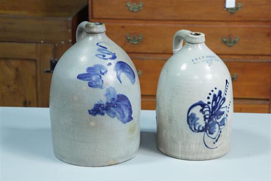 Appraisal: TWO STONEWARE JUGS One two-gallon jug marked ''E L P