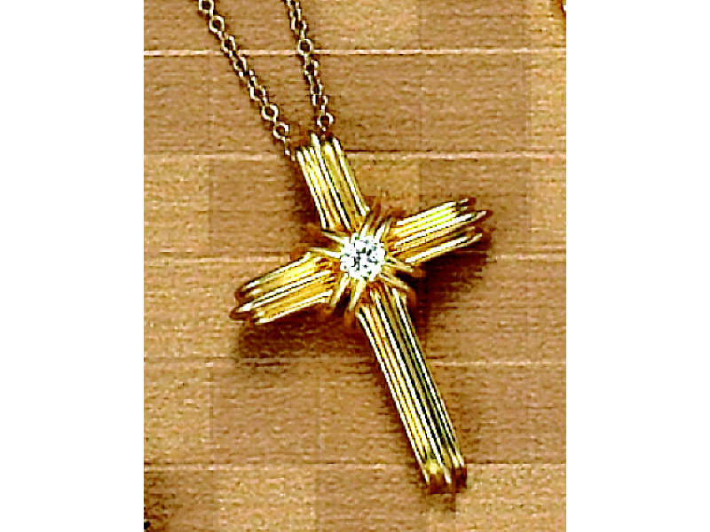 Appraisal: TIFFANY CO DIAMOND CROSS PENDANT k yellow gold pendant set