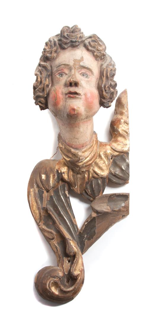 Appraisal: Sale Lot A Painted and Parcel Gilt Carved Wood Mask